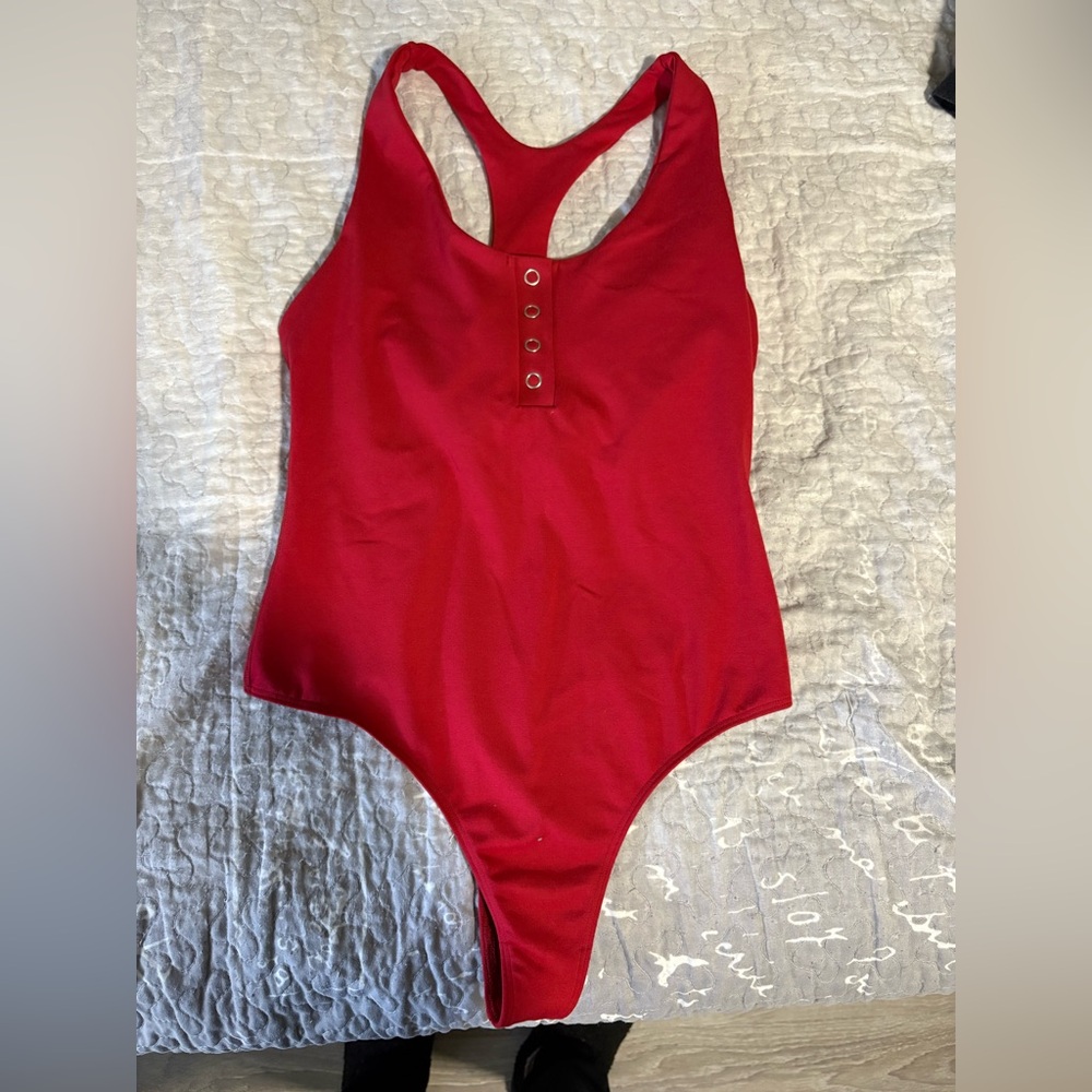 Bombshell Sportswear Vibrant Red Bodysuit